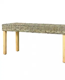 Lavice a stoličky Lavice kubu ratan / mangovník Dekorhome Sivá