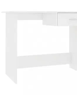 Pracovné stoly Písací stôl so zásuvkou 100x50 cm Dekorhome Biela lesk