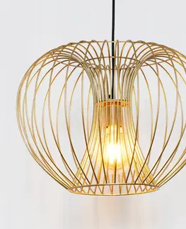 Závesné svietidlá Holländer Závesná lampa Protetto, zlatá, Ø 42 cm