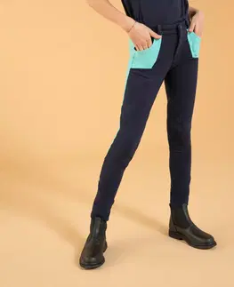 nohavice Detské jazdecké nohavice 120 modro-tyrkysové
