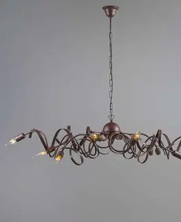 Zavesne lampy Vidiecky luster hnedý 10-svetlý - Ricciolo