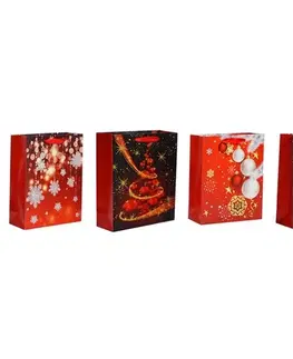 Hračky Sada vianočných darčekových tašiek 4 ks, červená, 26 x 32 x 10 cm