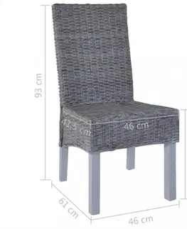 Jedálenské stoličky a kreslá Jedálenská stolička 6 ks ratan / mangovník Dekorhome Sivá