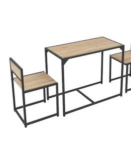 Jedálenské súpravy Juskys Súprava kuchynského stola so stolom a 2 stoličkami - sivý vzhľad dreva