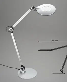 Stolové lampy na písací stôl Briloner Stolná LED lampa Office, strieborná, CCT