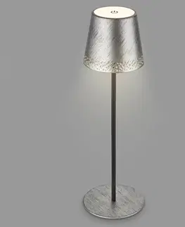 Vonkajšie osvetlenie terasy Briloner Stolová LED lampa Kiki batéria 3000K strieborná