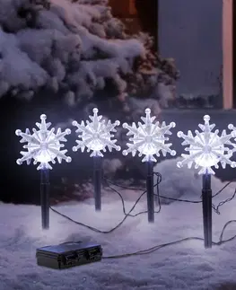 Vianočné dekorácie LED Záhradný zápich Snehové vločky, 5 ks