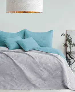 Prikrývky na spanie AmeliaHome Prehoz na posteľ Softa azúrová, sivá, 220 x 240 cm