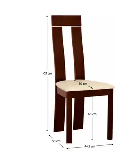 Stoličky Drevená stolička, orech/ekokoža béžová, DESI