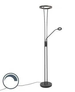 Stojace lampy Moderné stojace svietidlo čierne vrátane LED s čítacím ramenom - božské