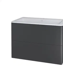 Kúpeľňový nábytok MEREO - Siena, kúpeľňová skrinka s umývadlom z litého mramoru 81 cm, antracit mat CN431M
