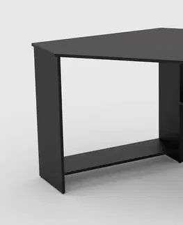 Písacie stoly RONY rohový písací stôl, čierny