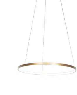 Zavesne lampy Moderné kruhové závesné svietidlo zlaté 60 cm vrátane LED - Anella