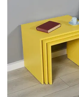 Konferenčné stoly Adore Furniture SADA 3x Konferenčný stolík žltá 