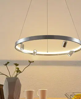 Závesné svietidlá Lucande Lucande Paliva závesné LED svietidlo, 64 cm, nikel