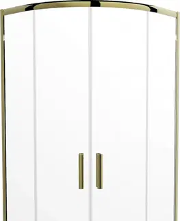 Vane MEXEN/S - Apia sprchovací kút štvrťkruh 90x90, transparent, zlatá + biela vanička so sifónom 863-090-090-50-00-4110G