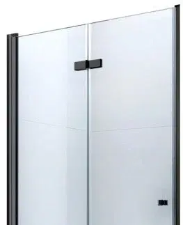 Sprchovacie kúty MEXEN - LIMA skladacie dvere 100x190 cm 6mm, čierne, transparent so stenovým profilom 856-100-000-70-00
