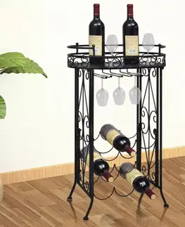 Stojany na víno Stojan na víno na 9 fliaš so stojanom na pohár Dekorhome