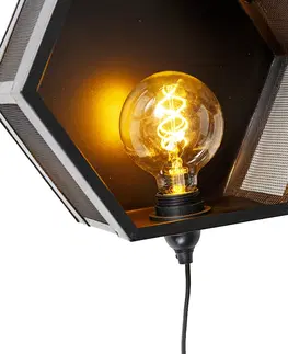 Nastenne lampy Industriálne nástenné svietidlo čierne - Hrebeň pohľad