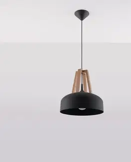 Lampy do obývačky Luster Casco A-0390 čierna/prírodné drevo