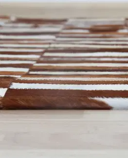 Koberce a koberčeky KONDELA Typ 5 kožený koberec 201x300 cm vzor patchwork