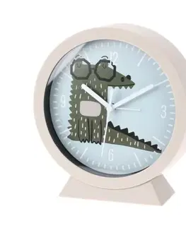 Hodiny Detské stolné hodiny Krokodýl, biela, pr. 15 cm