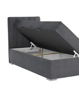 Postele Boxspringová posteľ, jednolôžko, sivá, 90x200, ľavá, AMIS