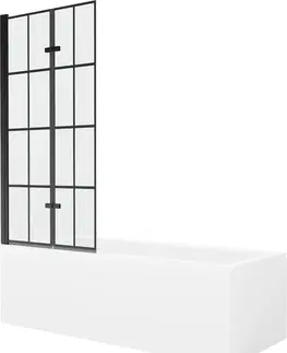 Sprchové dvere MEXEN/S - Cubik obdĺžniková vaňa 160 x 70 cm s panelom + vaňová zástena 80 cm, čierna vzor 550316070X9208027077