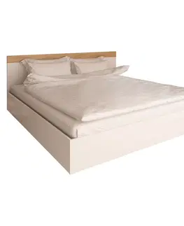 Postele Manželská posteľ, 160x200, biela/dub artisan, GABRIELA