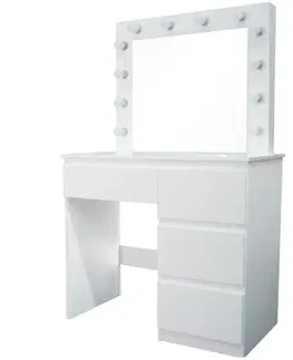 Toaletné stolíky Toaletný stolík Emma +led biely