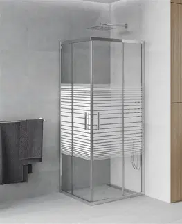Sprchovacie kúty MEXEN - Rio sprchovací kút štvorec 90x90 cm prúžky, chróm 860-090-090-01-20
