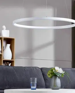 Závesné svietidlá Arcchio Závesné svietidlo Arcchio Albiona LED, biele, 80 cm