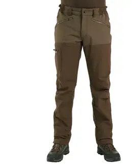 mikiny Poľovnícke nohavice Renfort 500 vystužené hnedé do suchého počasia