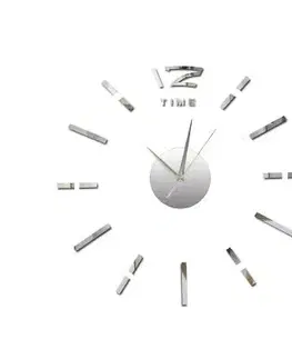 Hodiny 3D Nalepovacie hodiny DIY Clock BIG Time Q70D1, Silver 80-130cm