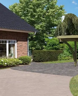 Záhradné domčeky Drevený prístrešok / carport CLASSIC 1C s plechmi Lanitplast