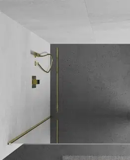 Sprchové dvere MEXEN/S - KIOTO Sprchová zástena WALK-IN 70x200 cm 8 mm, zlatá, zrkadlové sklo 800-070-101-50-50