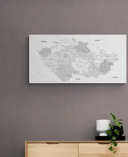 Obrazy mapy Obraz elegantná šedá mapa Česka