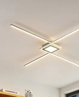 Stropné svietidlá Lindby Lindby Ridia stropné LED svietidlo, nikel