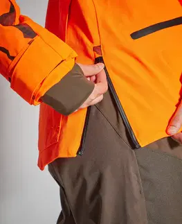 bundy a vesty Dámska poľovnícka bunda Supertrack 500 nepremokavá odolná oranžová reflexná