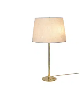 Stolové lampy GUBI Stolná lampa GUBI 9205, mosadz, plátenné tienidlo, výška 58 cm