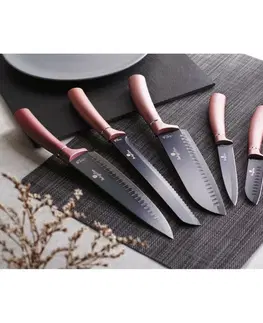Kuchynské nože Berlinger Haus Sada nožov s nepriľnavým povrchom + doštička 6 ks I-Rose Edition 