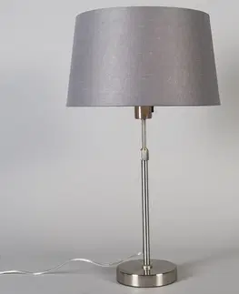 Stolove lampy Stolová lampa oceľová s tienidlom sivá 35 cm nastaviteľná - Parte
