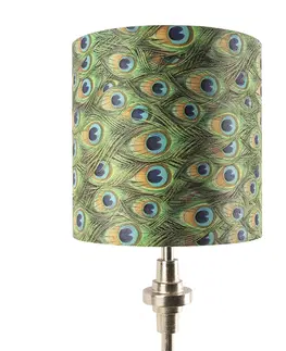 Stolove lampy Stolná lampa v štýle art deco zlatý zamatový odtieň v pávom prevedení 40 cm - Diverso