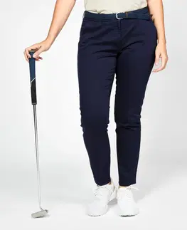 nohavice Dámske golfové bavlnené chino nohavice MW500 tmavomodrá