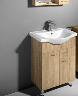 Kúpeľňa AQUALINE - KERAMIA FRESH umývadlová skrinka,1 zásuvka, 60,6x74x34cm, dub platin 50066