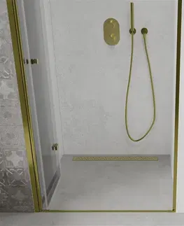 Sprchovacie kúty MEXEN - Lima skladacie sprchové dvere 90, číre sklo, zlatý sa stenovým profilom 856-090-000-50-00