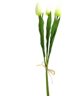Kvety Umelá kytica tulipánov krémová, 50 cm 