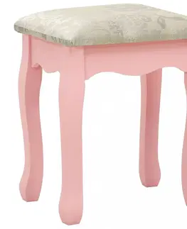 Toaletné Toaletný stolík s taburetom Dekorhome Ružová