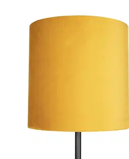 Stojace lampy Stojaca lampa v štýle Art Deco čierna so žltým odtieňom 40 cm - Simplo