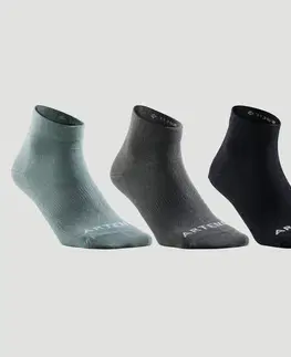 bedminton Športové ponožky RS 160 stredne vysoké čierne, zelené, šedé 3 páry